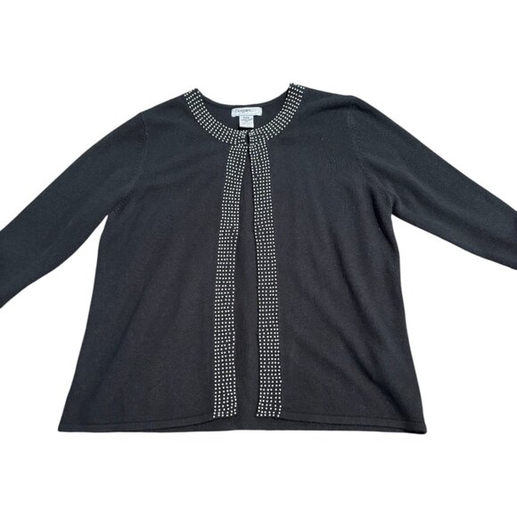 Designers Originals Petite black 2 piece beaded sweater tank w cardigan sz PM - Picture 14 of 16